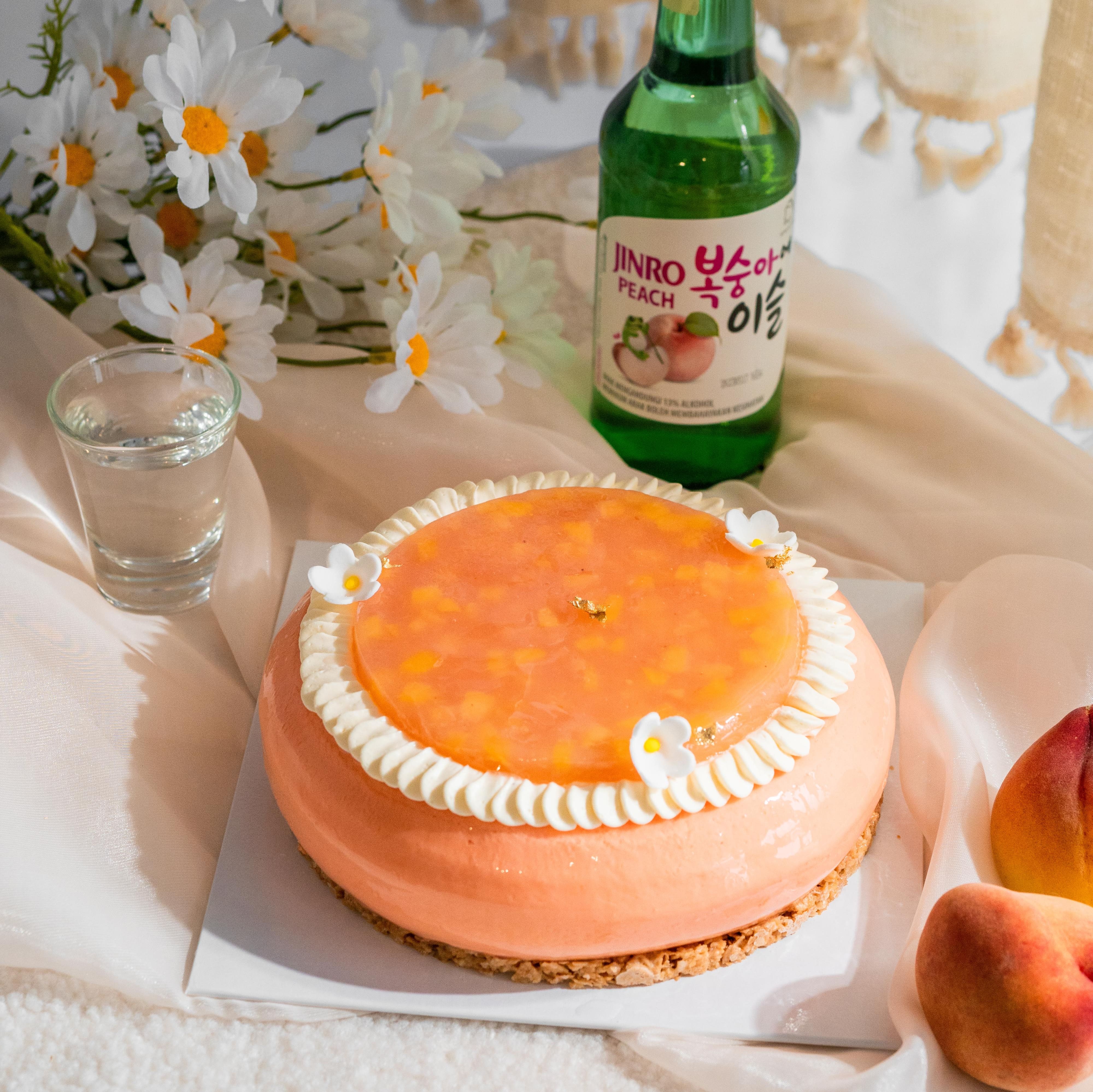 Korean Soju Peach Cheese Cake